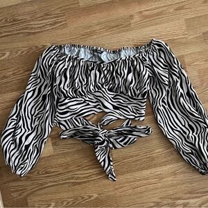 Zebra Print Off-Shoulder Top